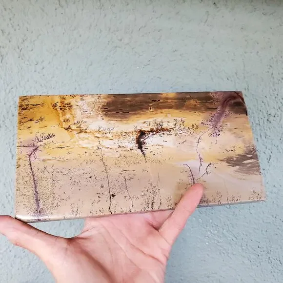 Picture Story Jasper Pink Pastel Dendritic Crystal Tile Slab 970 grams